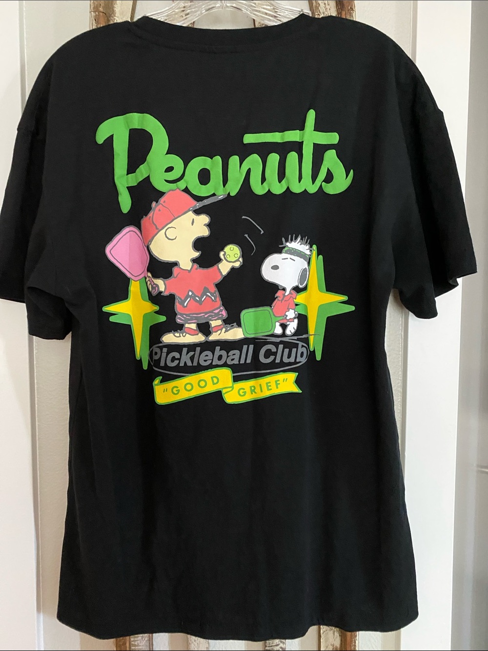 Peanuts Snoopy Oversized Pickle Ball Pickleball Tee S/M Cotton NWOT